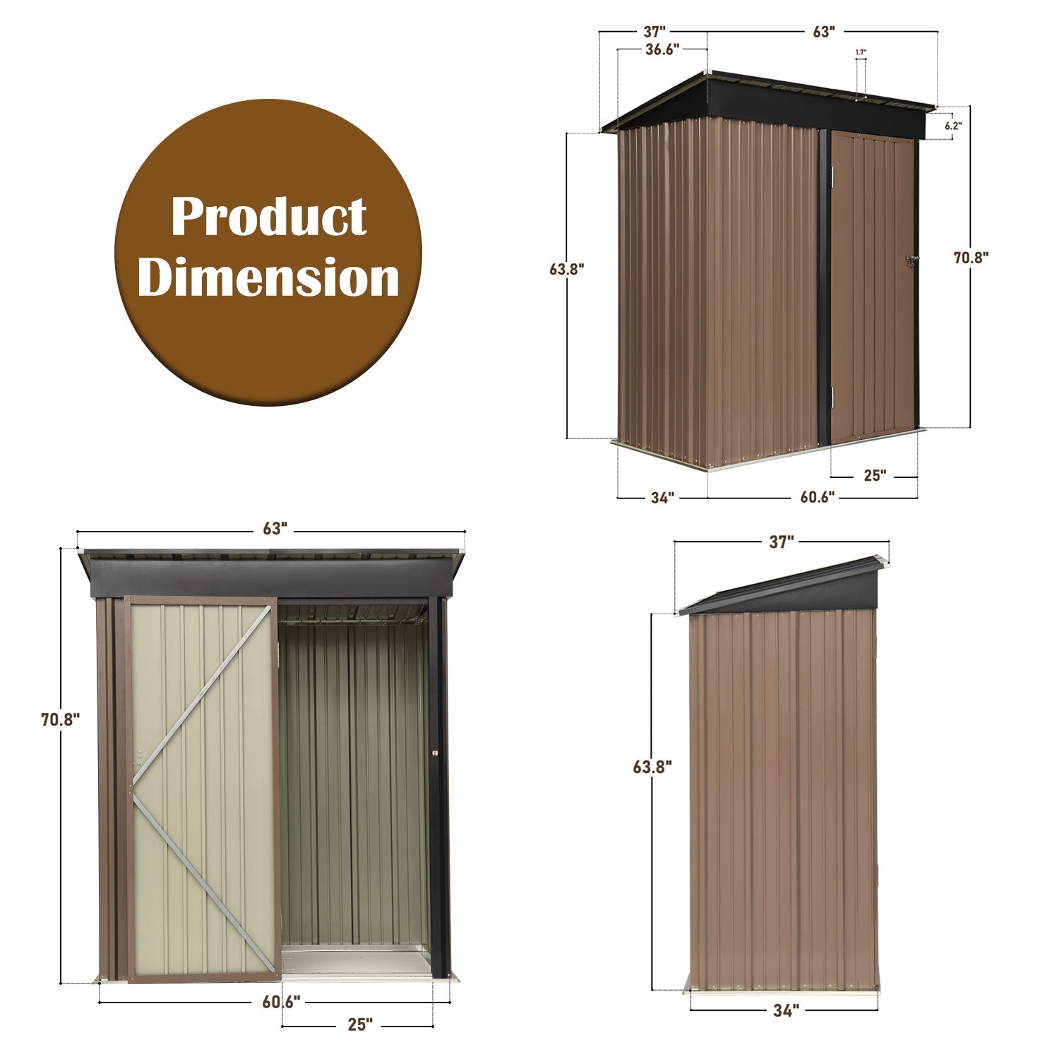 5' x 3' Metal Outdoor Storage Shed, Tool Shed Storage with Door & Lock, Garden Storage Shed