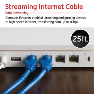 GE 25 ft. Cat6 Ethernet Networking Cable in Blue 34503