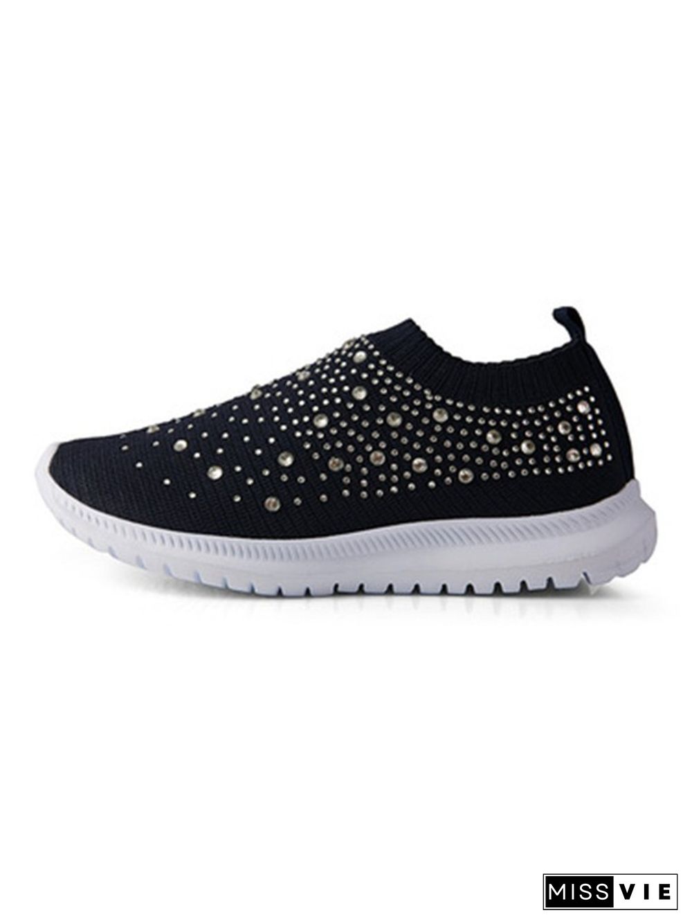 Rhinestone Design Portable Overfoot Lightweight Flyknit Sneakers