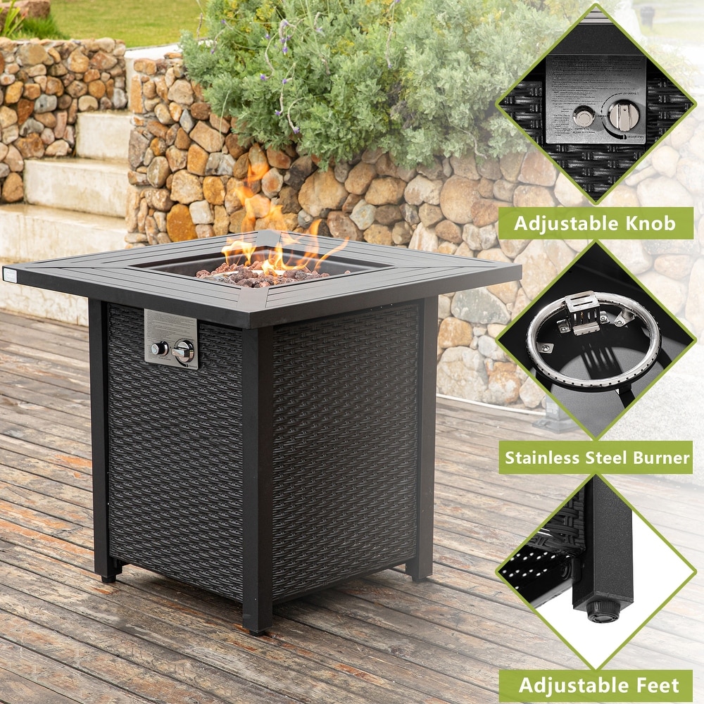 COSIEST 40 000 BTU Outdoor 28 inch Square Metal Fire Table