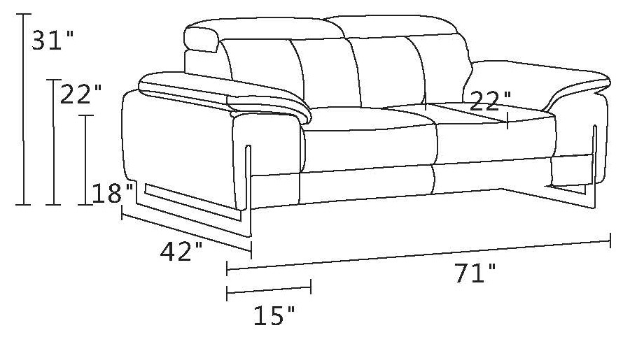 Turin Contemporary Genuine Italian Leather Loveseat   Contemporary   Loveseats   by Luxuriant Furniture  Houzz