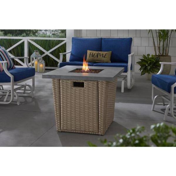 Hampton Bay Haymont 29.92 in. x 25 in. Square Steel Propane Gas Gray Fire Pit FHWS80105