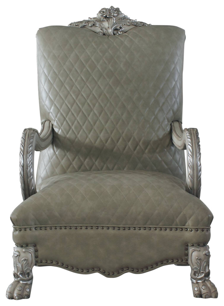 Acme Dresden Accent Chair With Vintage Bone White And Pu 58172   Victorian   Armchairs And Accent Chairs   by Acme Furniture  Houzz