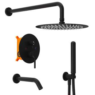 Kingdely 2-Handle 3-Spray Tub and Shower Combos Handheld Shower with 10 in. Shower Head in Black (Valve Included) KF020295-01-cc