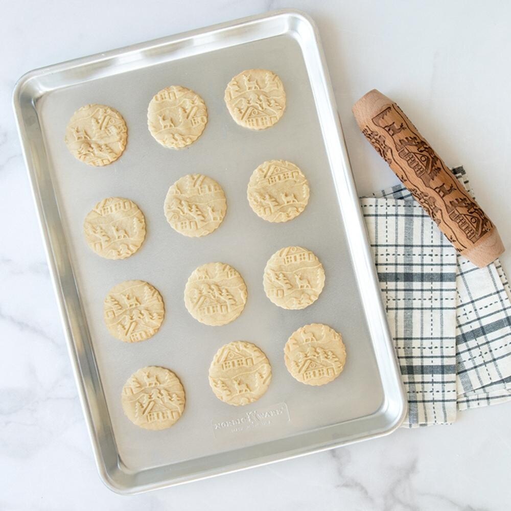 Nordic Ware Brown Woodland Cottage Embossing Rolling Pin