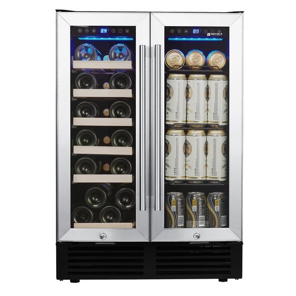 24 inch Under Counter Dual Zone Wine Cooler and Beverage Refrigerator - 24 inch