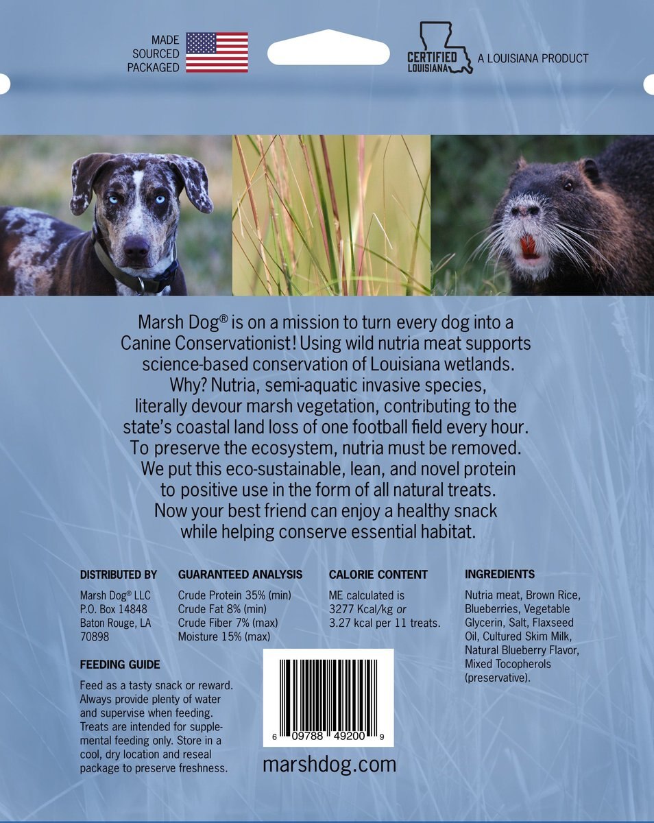 Marsh Dog Wild Nutria Blueberry Recipe Crunchy Dog Treats， 8-oz bag