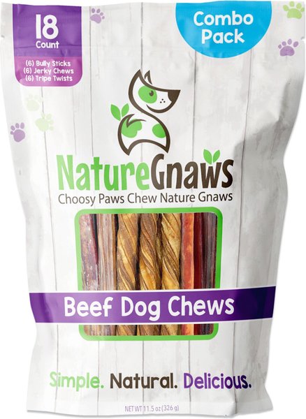 Nature Gnaws Premium Dog Chews Variety Pack， 18 count