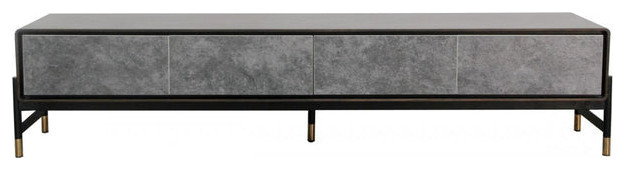 Terentia Contemporary Walnut and Gold Tv Stand   Transitional   Entertainment Centers And Tv Stands   by V.S.D Furniture  Houzz