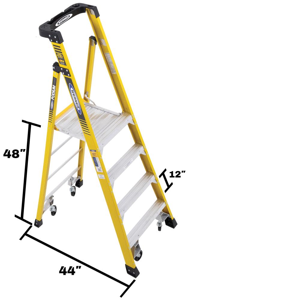 Podium 4-ft Fiberglass 375-lb Type IAA Platform Ladder ;