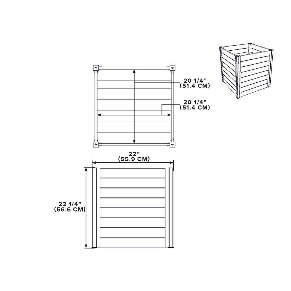 VITA Mezza 22 in. Cedar Wood Cube Planter VT17711