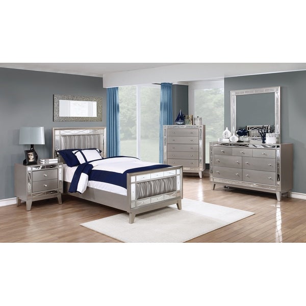 Coaster Furniture Leighton Metallic Mercury 5-piece Upholstered Bedroom Set - - 23600714