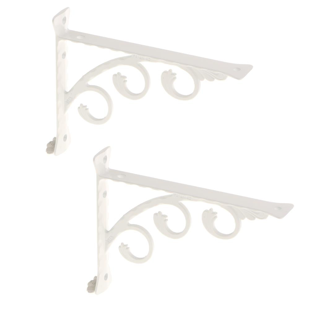 Decorative Wall Shelf Brackets, 2 Pack Heavy Duty Corner Shelf Supporter for Bookshelves, Bedroom/Kitchen/Office Shelves, Metal Brackets (White) , 12x15cm