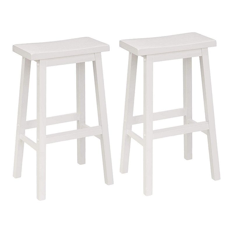 Pj Wood Saddle-seat 29 Inch Kitchen， Table， and Bar Counter Stool， White， Set Of 2