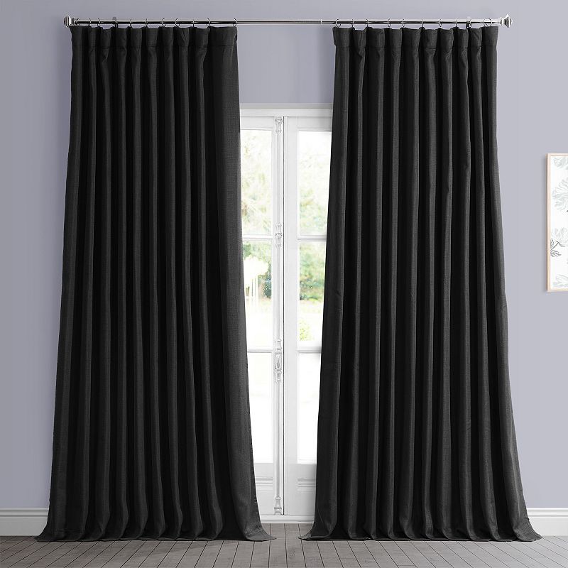 EFF Faux Linen Extra Wide Blackout Window Curtain