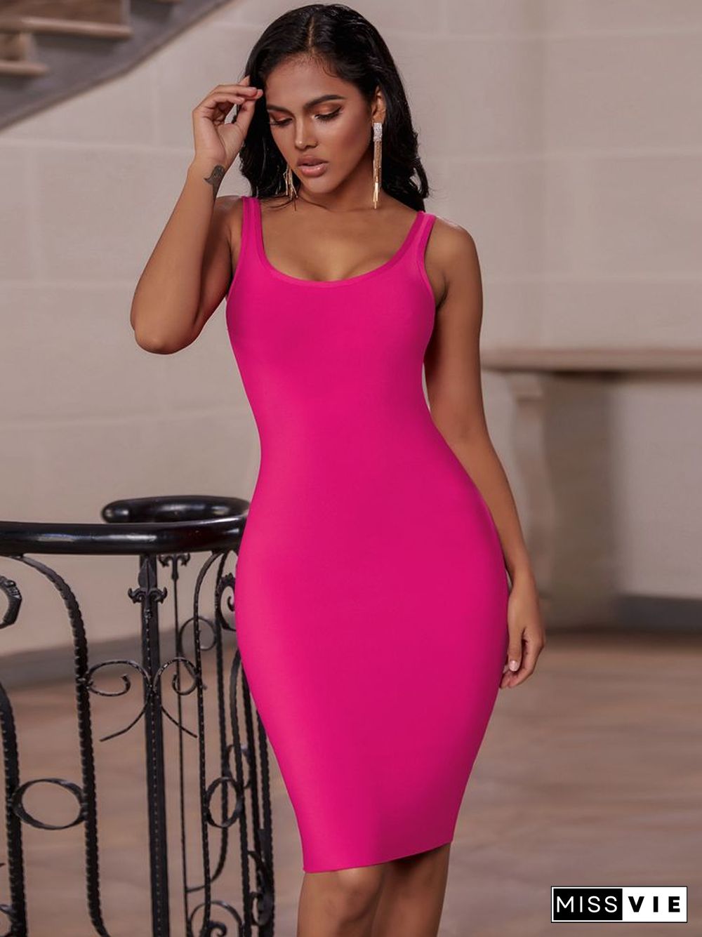 Bandage Dress Red Summer Women's Midi Dress Bodycon Elegant Sexy High Quality Yellow Pink White Evening Party Dress Club