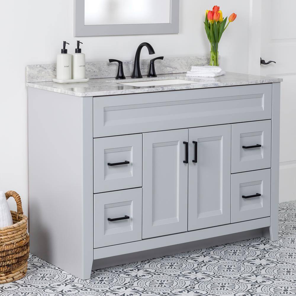 Home Decorators Collection Ridge 48 in. W x 21.6 in. D x 34 in. H Bath Vanity Cabinet without Top in Pearl Gray RG48-PG