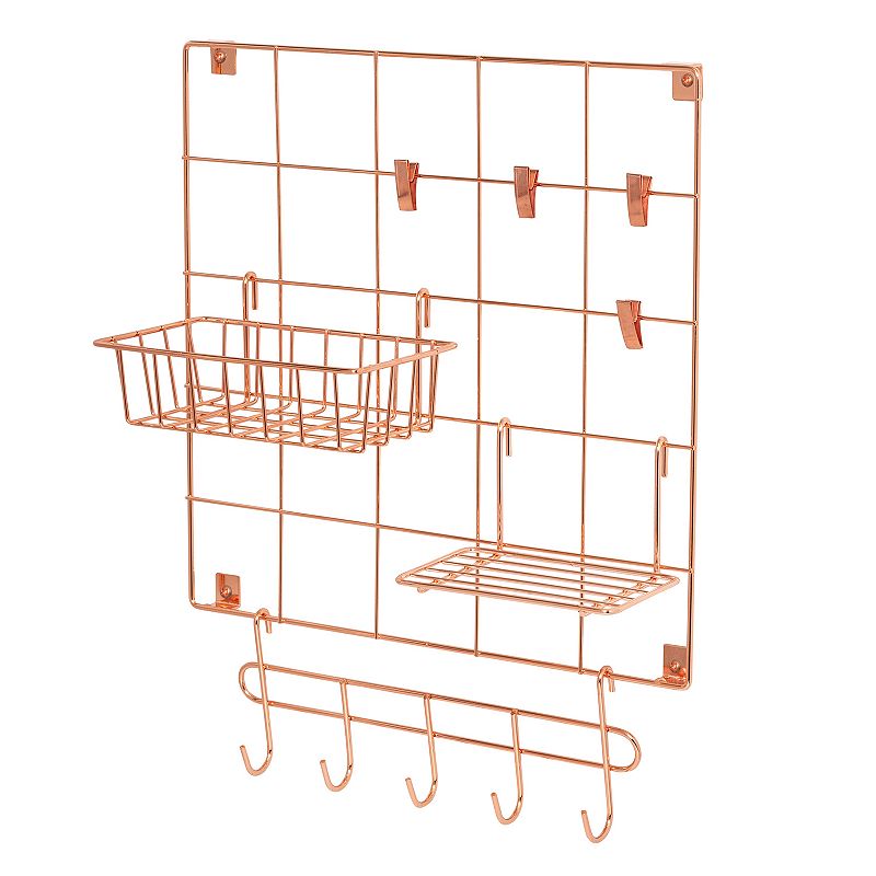 Honey-Can-Do 8-Piece Copper Wire Wall Grid with Storage Accessories