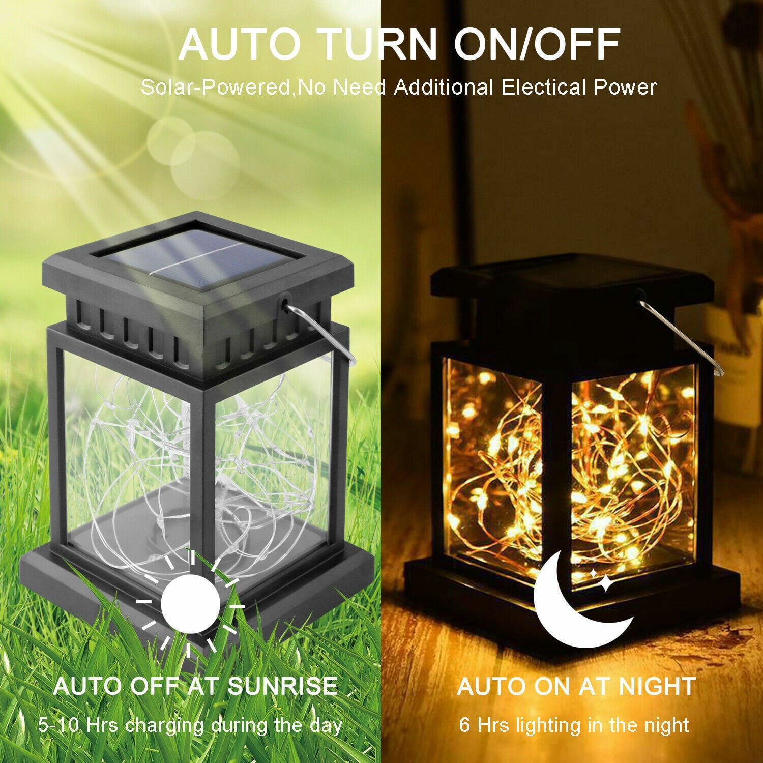 Waterproof LED Solar Lantern Hanging Light Outdoor Yard Garden Patio Decor Lamp