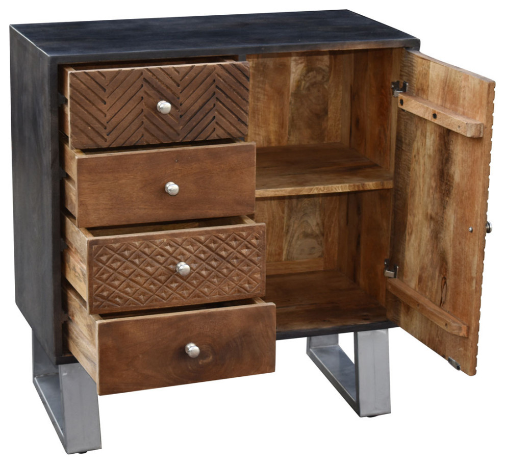 Iwal Mango Wood Chest With 4 Drawers and 1 Door   Contemporary   Accent Chests And Cabinets   by Chic Teak  Houzz