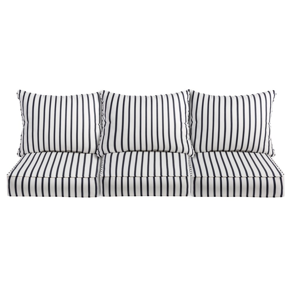 Mabley Sunbrella Lido Indigo Indoor/Outdoor Corded Pillow Sofa Set