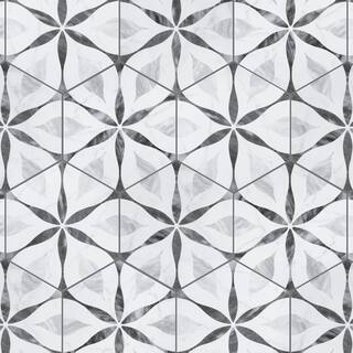 Merola Tile Classico Bardiglio Hex Flower 7 in. x 8 in. Porcelain Floor and Wall Tile (7.5 sq. ft.Case) FEQ8BXF