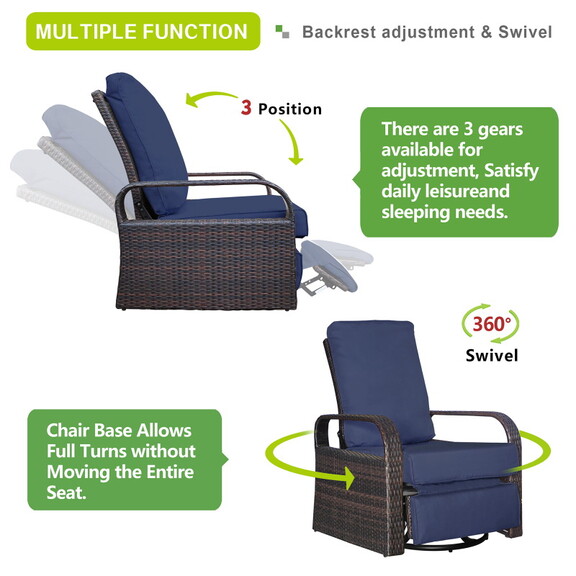 Outdoor Swivel Recliner Chairs  Wicker Chairs Fabr...