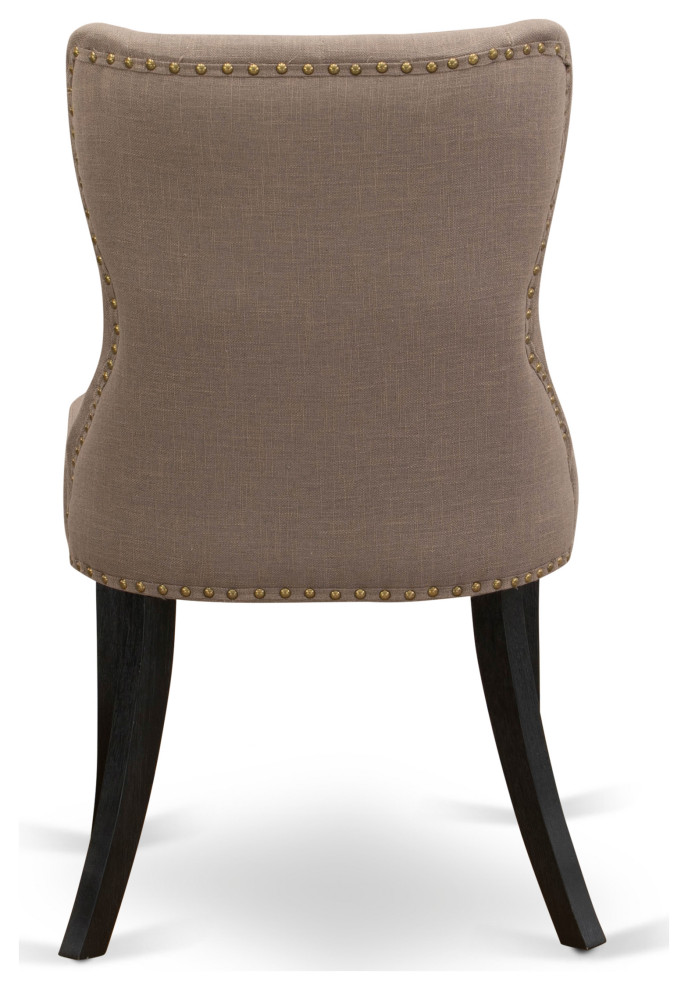 Set Of 2  Dining Chairs  Black Wood Structure  Blue Seat  Button Tufted Back   Transitional   Dining Chairs   by Kolibri Decor  Houzz