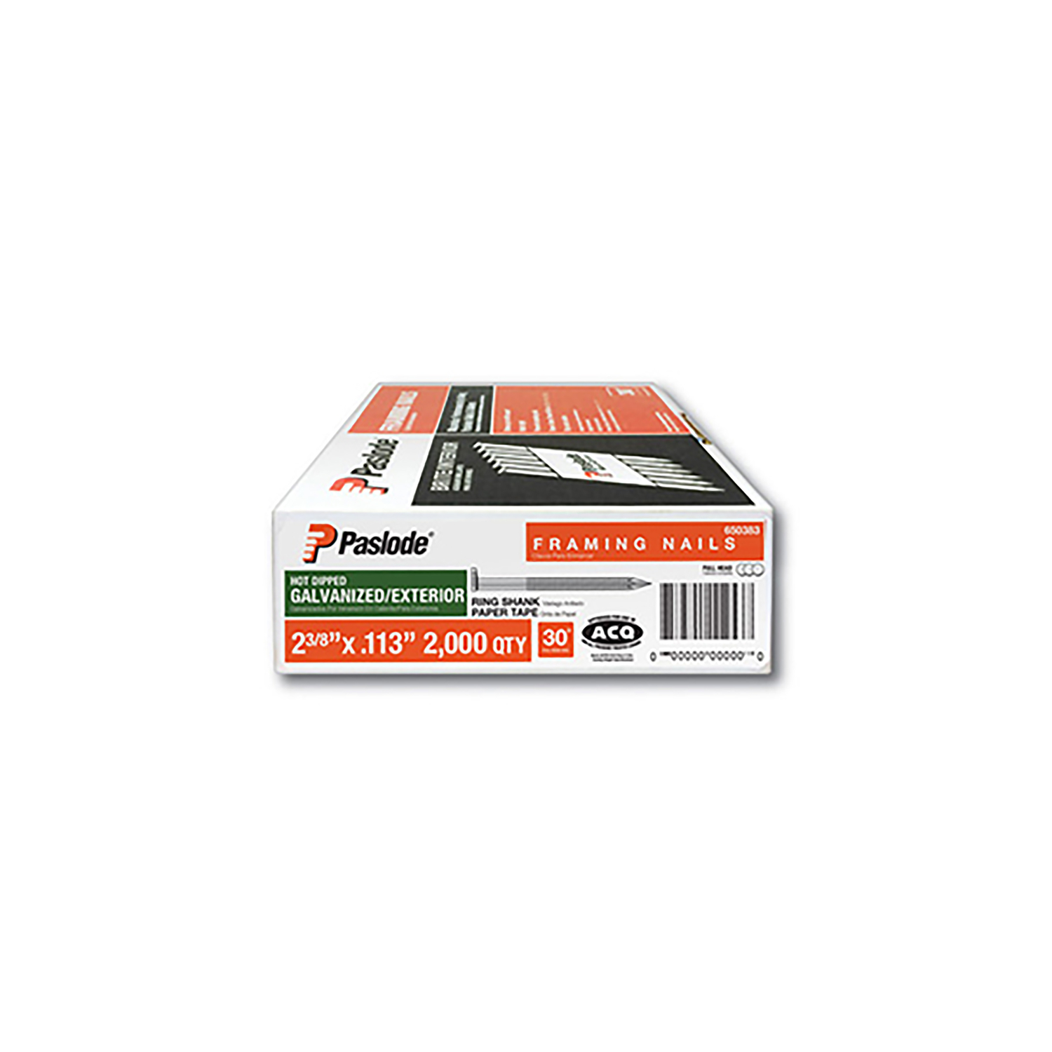 Paslode RounDrive 2 in. 16 Ga. Angled Strip Hot-Dip Galvanized Framing Nails 30 deg 2000 pk