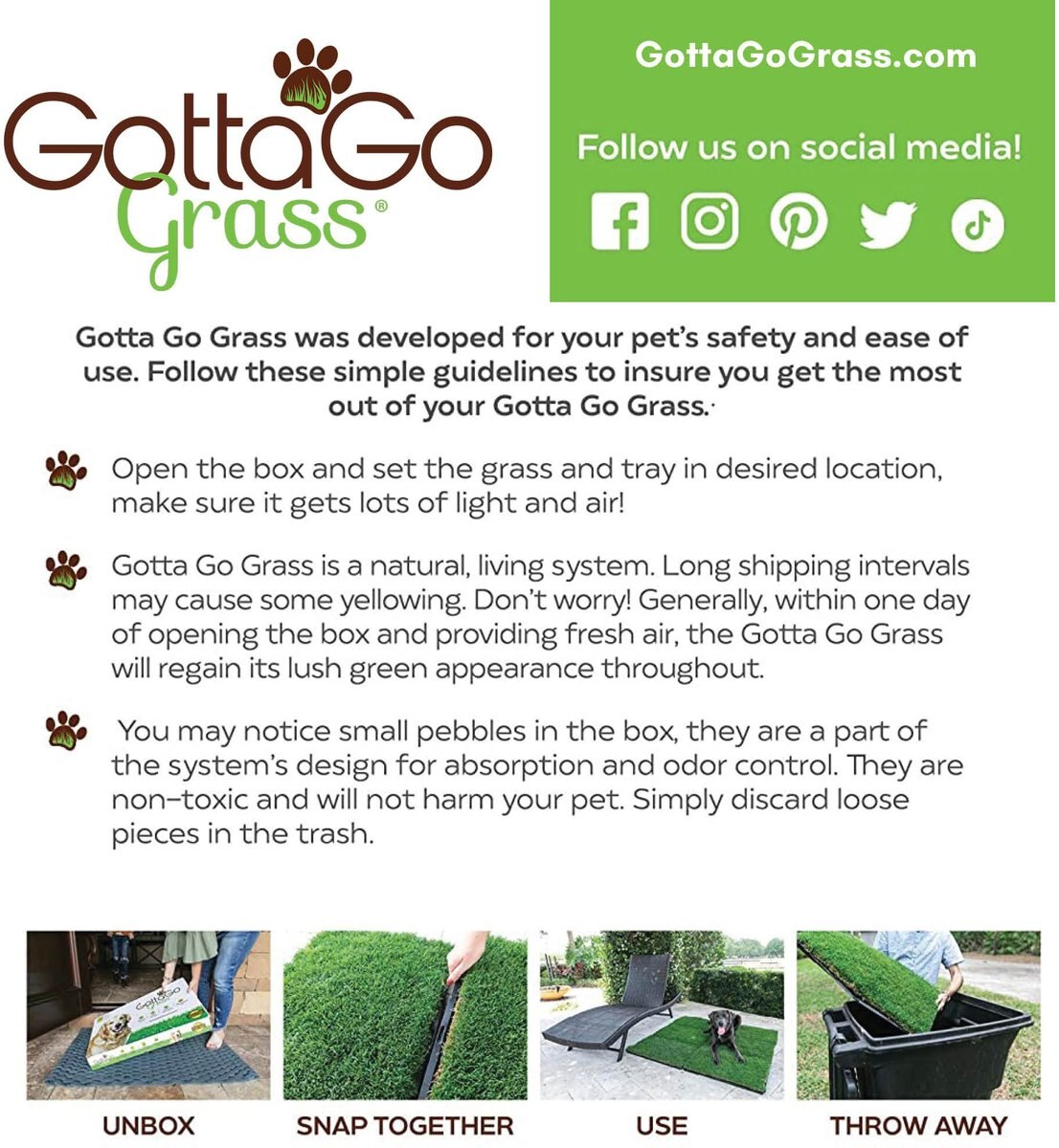 Gotta Go Grass The Natural Relief Dog Potty Pads， 16-in x 24-in