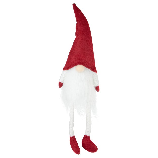 Lighted Red And White Sitting Gnome Tabletop Christmas Decoration