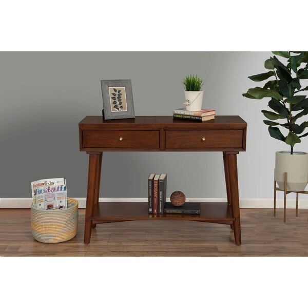 Alpine Furniture Flynn Mid Century Modern Console Table with 2 Drawers