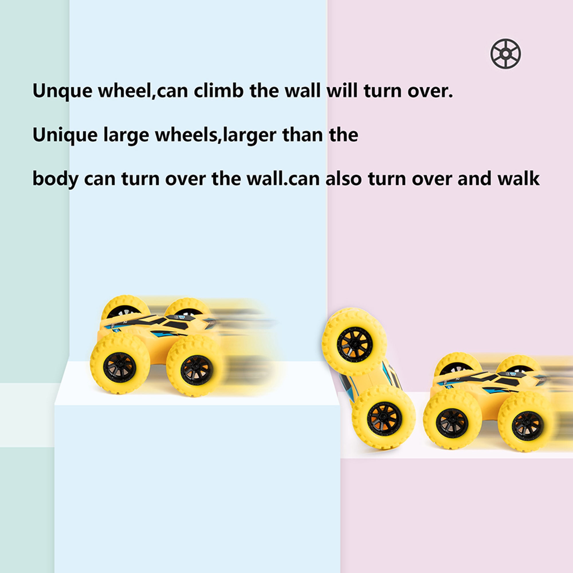 4 Set Push and Go Friction Powered Toy Cars Vehicles， Double-sided Stunt Flip Inertia Car， Powered Pull Back Toys Car for Boys，360 Rotation Power Friction Cars for Toddler Toys 1-3