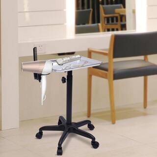 YIYIBYUS 1-Tier Metal Height Adjustable 5-Wheeled Salon Tray in Silver HP-WMTZXL-168