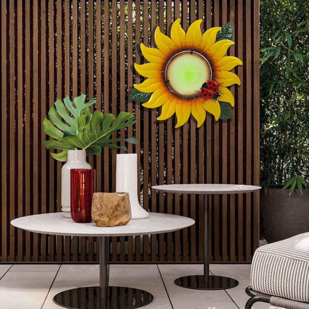 Sunflower Metal and Glass Outdoor Wall Decor