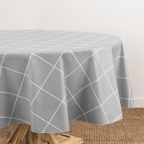 Windowpane Plaid Grid Printed Vinyl Indoor/Outdoor Tablecloth