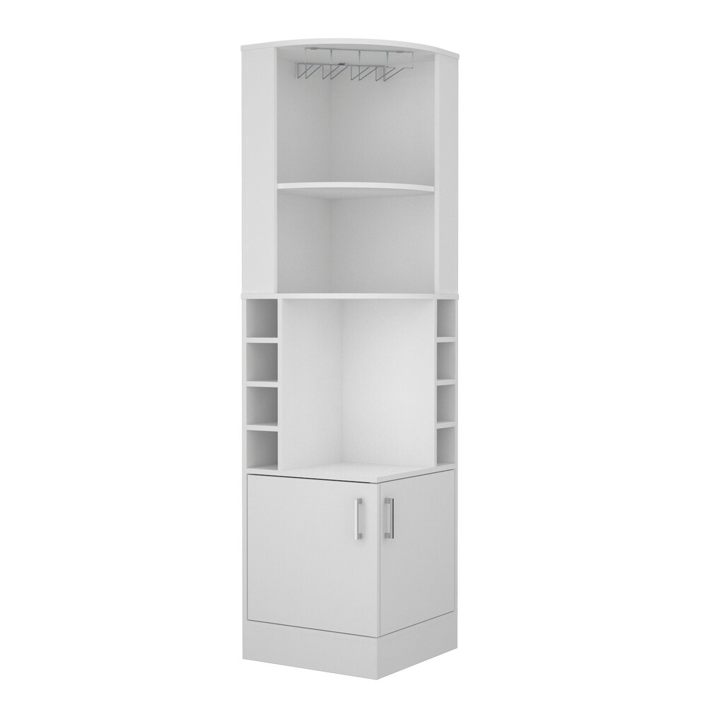 8 Bottle 2 Shelf Bar Cabinet with a central open shelf on each side