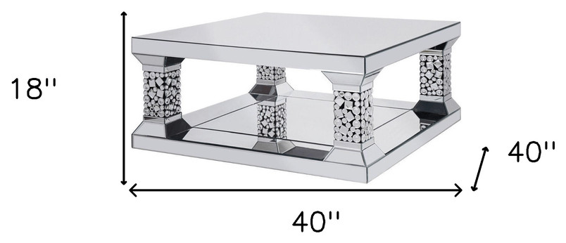 40 quotSilver Mirrored Square Mirrored Coffee Table   Coffee Tables   by HomeRoots  Houzz