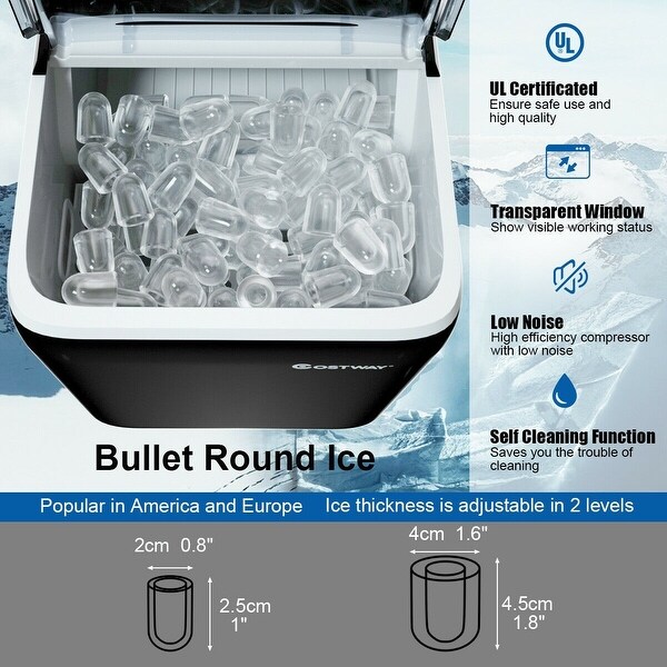 44 lbs Portable Countertop Ice Maker Machine with Scoop - 14.5