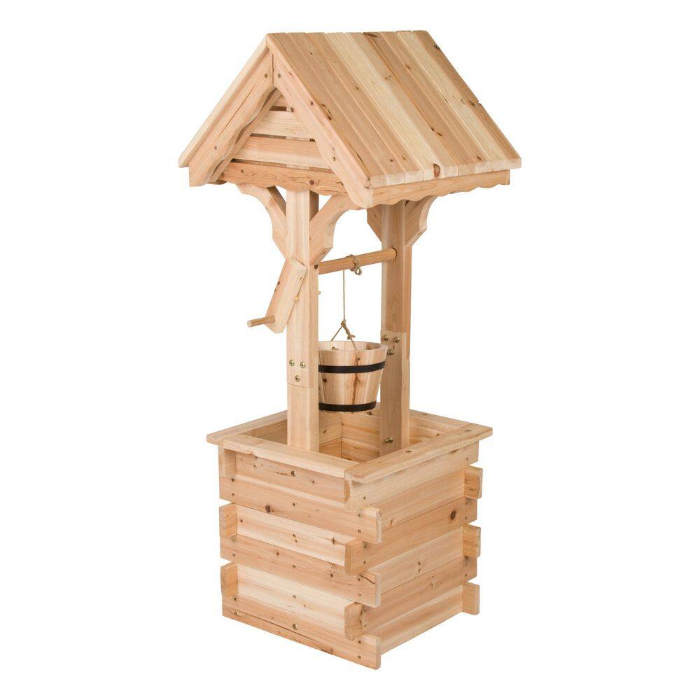 Shine Company Natural Decorative Wood Wishing Well 4986N