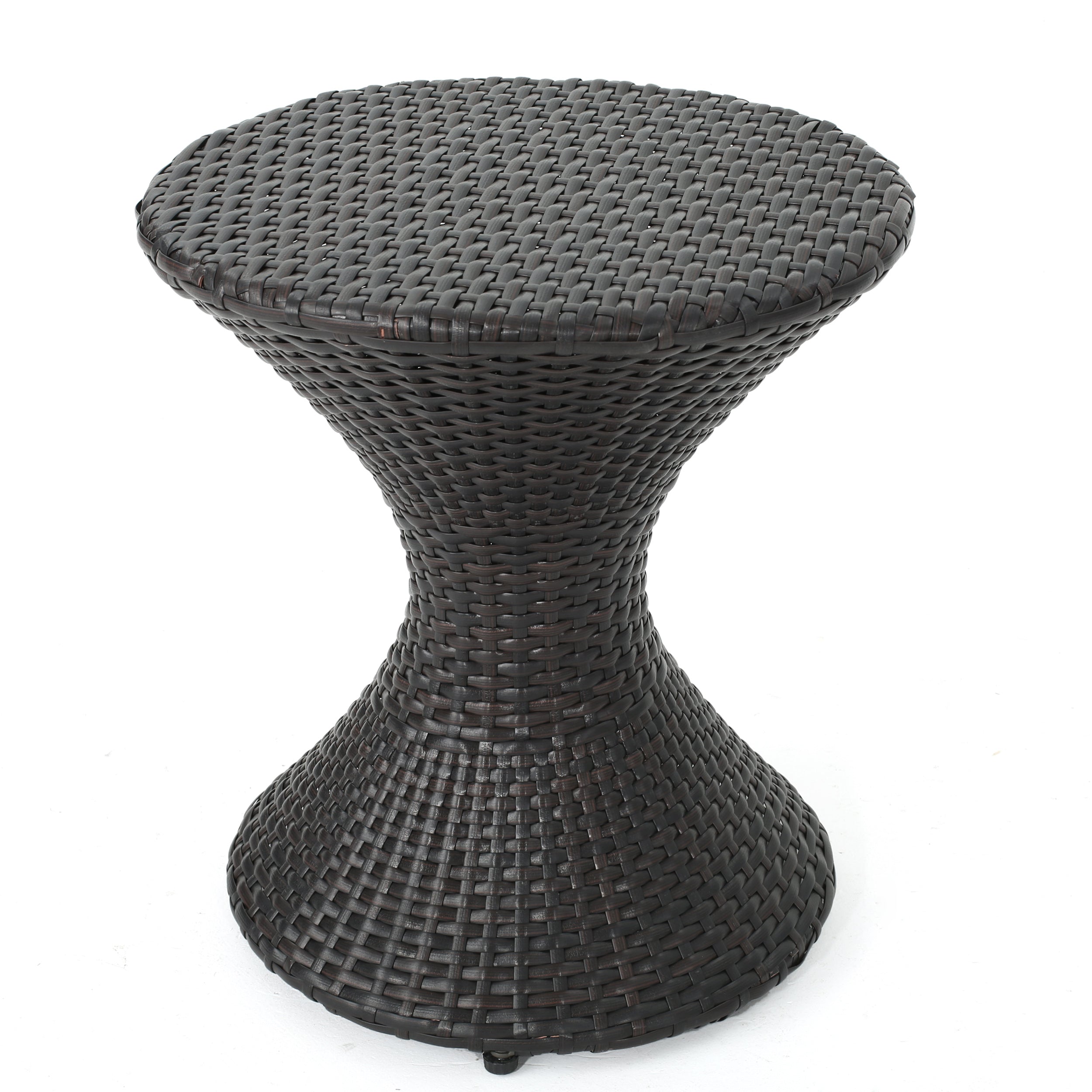 Frances Outdoor 16-inch Multi-brown Wicker Hourglass Side Table