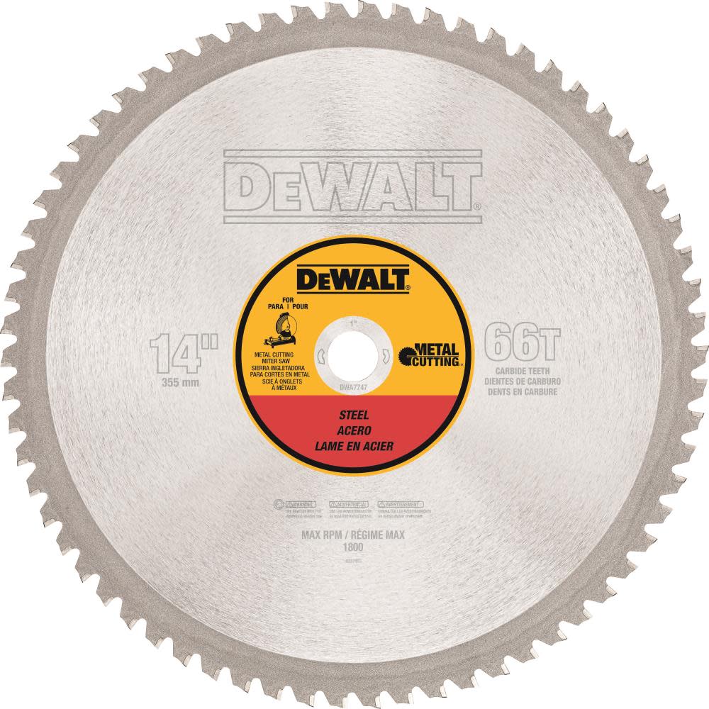 DEWALT 14 66T Heavy Gauge Ferrous Metal Cutting Saw Blade 1 Arbor ;