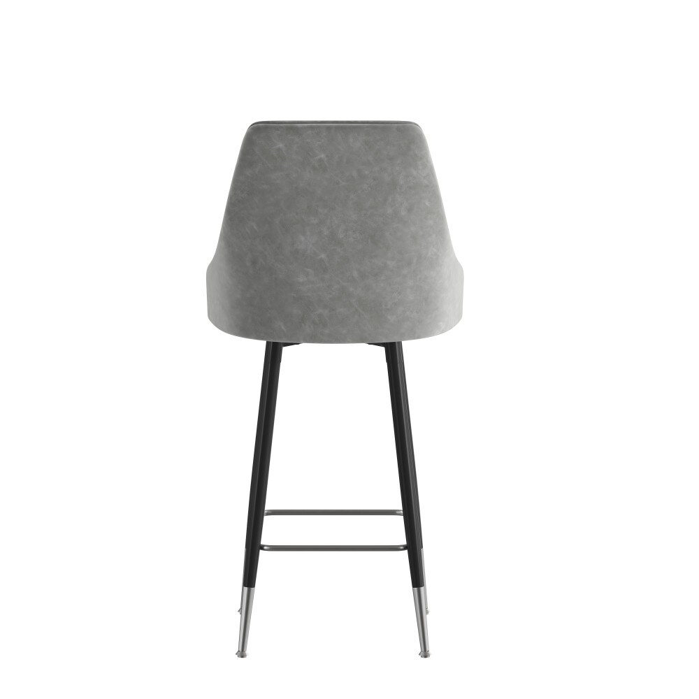 Armless Upholstered Counter Stools with Accented Metal Frames