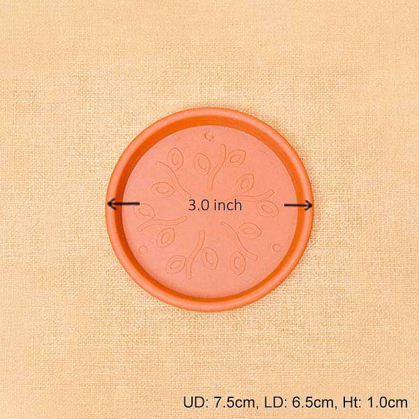 3 inch (8 cm) Round Plastic Plate for 3 inch (8 cm) Grower Pots (Terracotta Color) (set of 6)