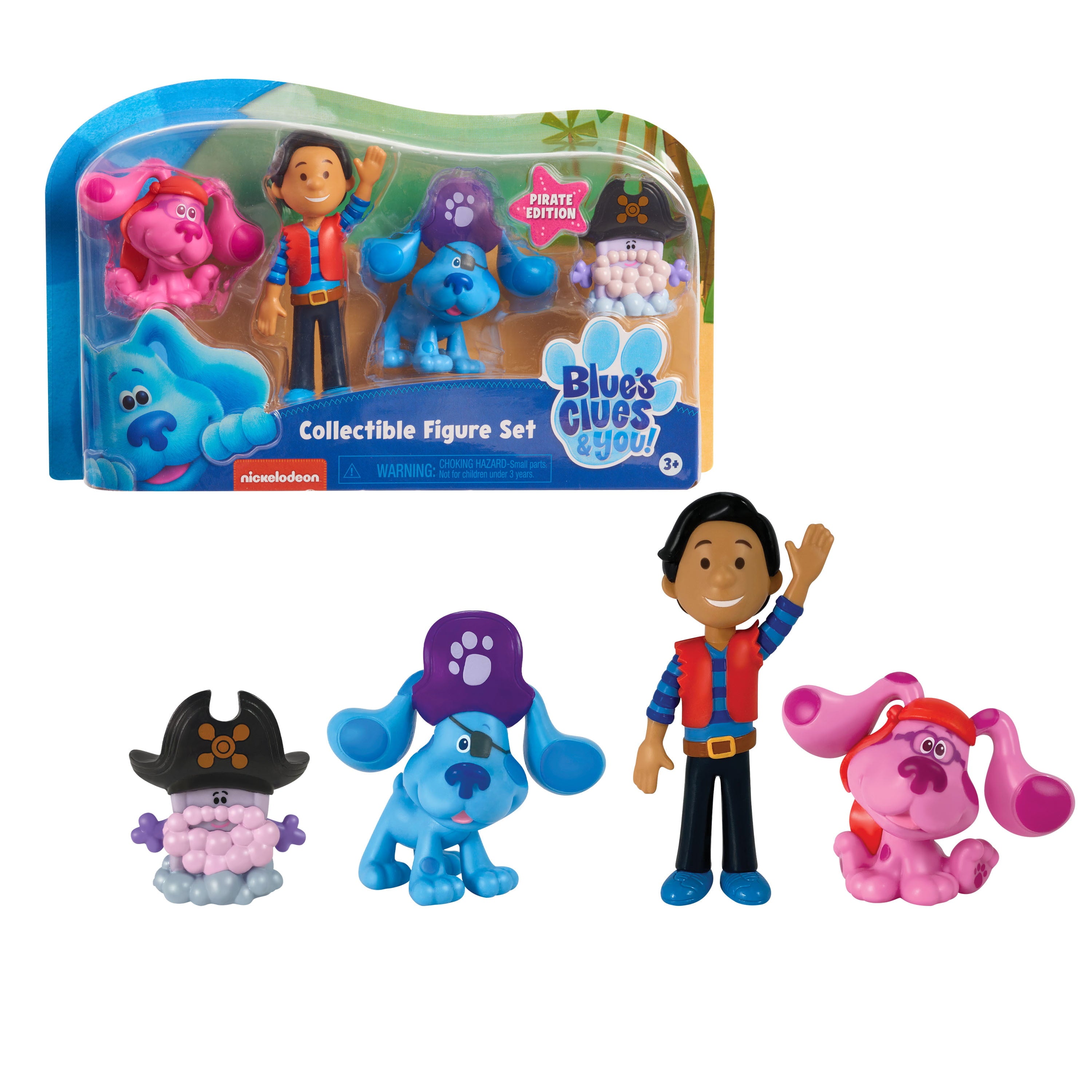 Blue's Clues and You! Collectible 4-Piece Pirate Figure Set， Josh， Blue， Magenta， Slippery Soap，  Kids Toys for Ages 3 Up， Gifts and Presents