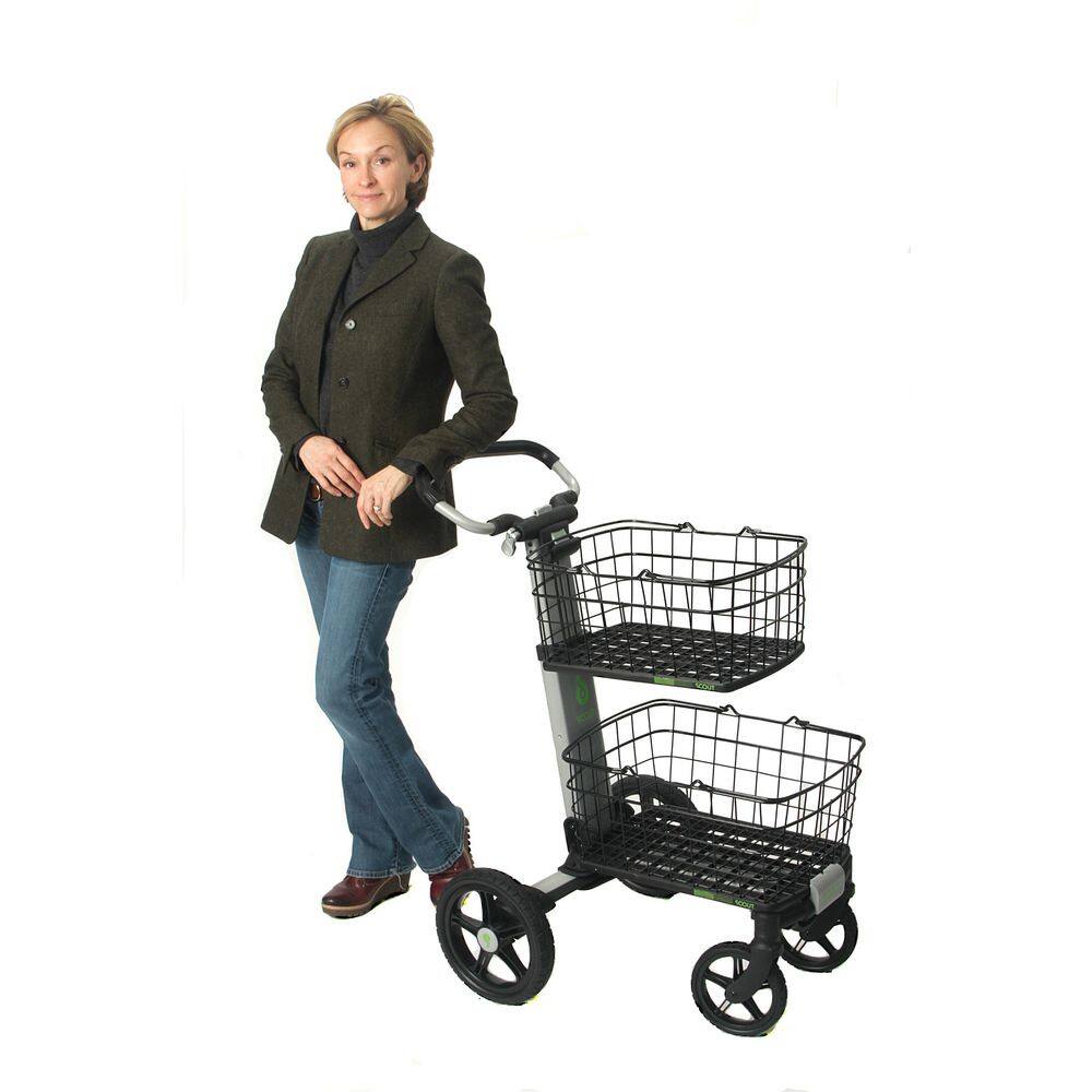 Scout Cart Scout Fold Cart with Removable Baskets Transport Tray Swivel-Front and 10 in. Rear Wheels Rubber Tires SCV2T