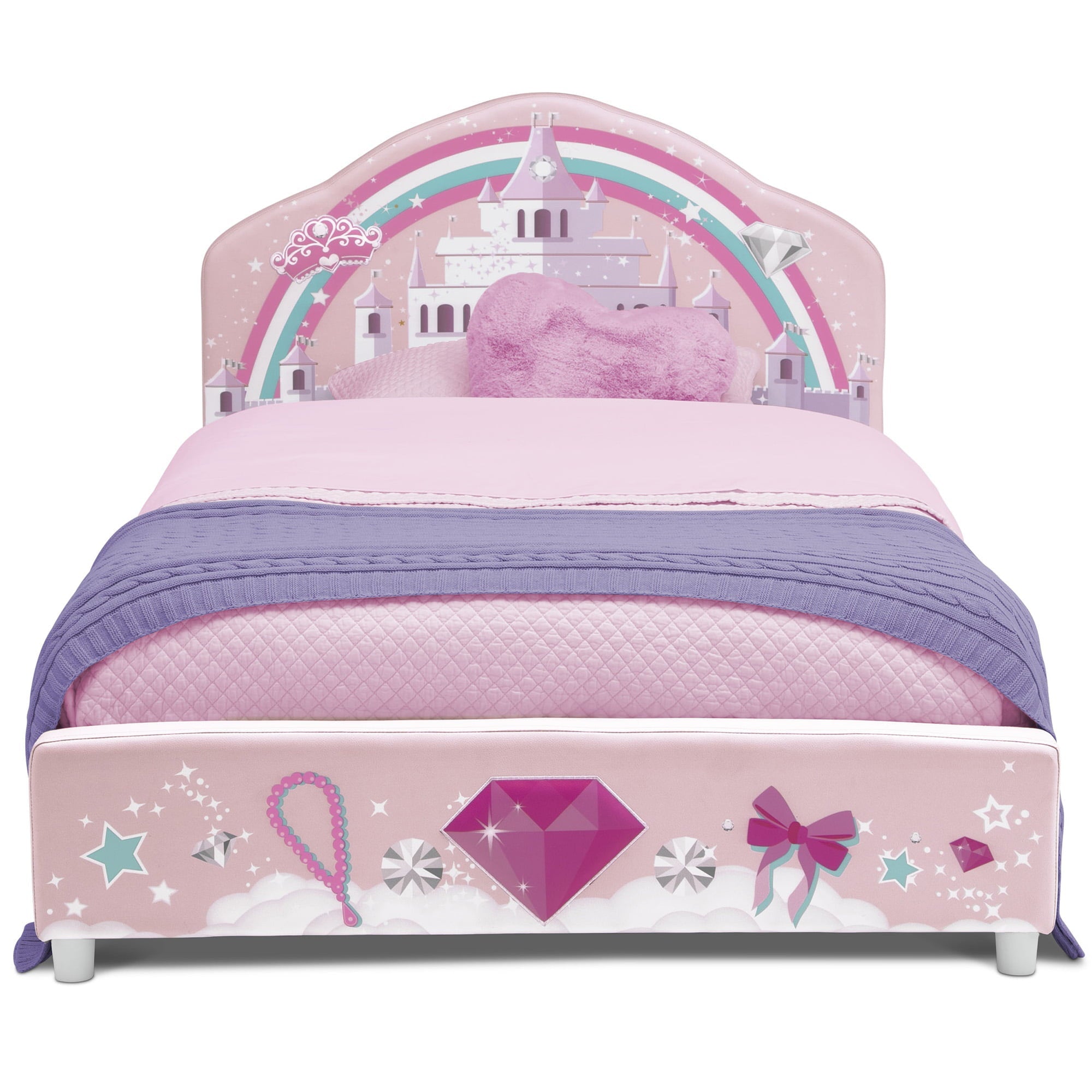 Delta Children Princess Upholstered Twin Bed, Pink