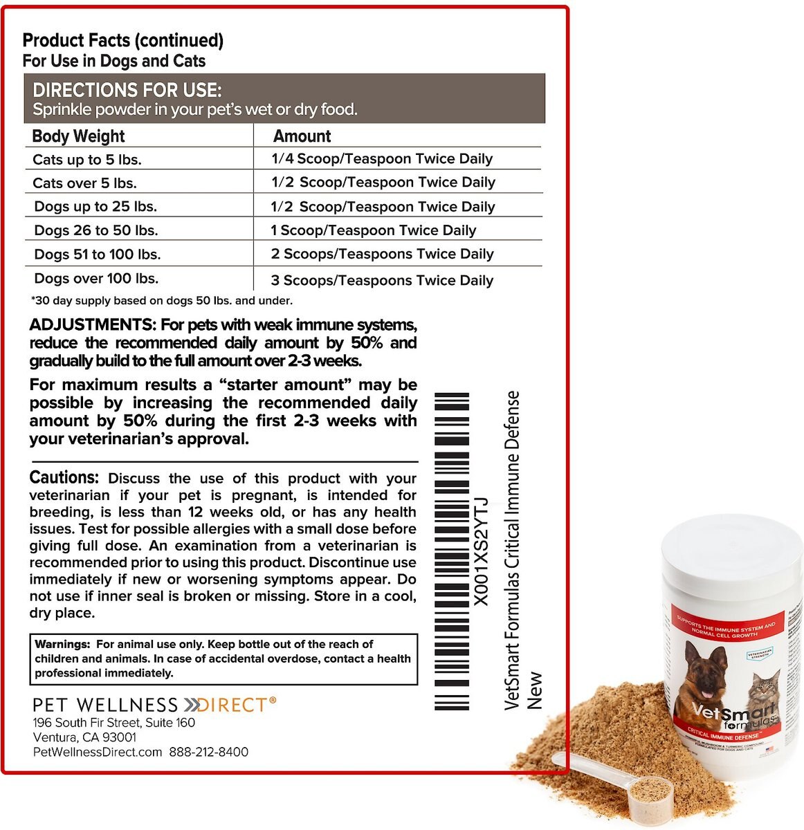 VetSmart Formulas Critical Immune Defense Mushroom and Turmeric Compound Dog and Cat Supplement， 6.3-oz bottle