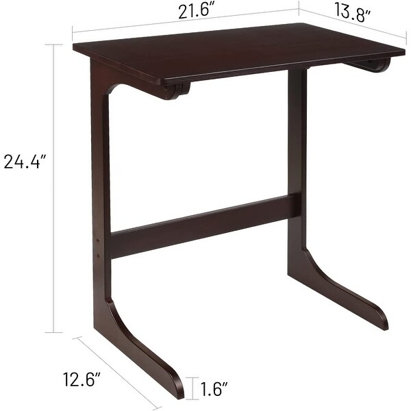 Vintage C-Shaped Couch Side Table for Coffe， Living Room， Bedroom， Standard， Dark Brown - N/A