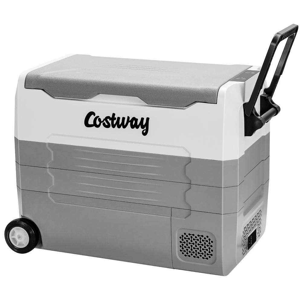 Costway 58 Quarts Car Refrigerator Portable RV Freezer Dual Zone Coolers Gray AX10001US-HS